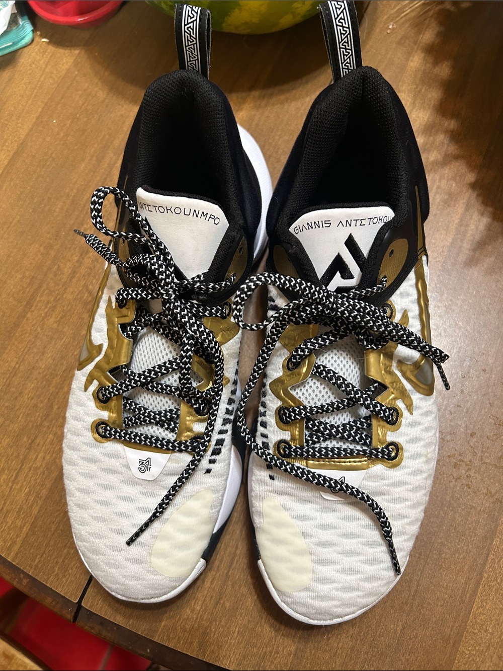 Nike Basketball Shoes in White, Black and Gold